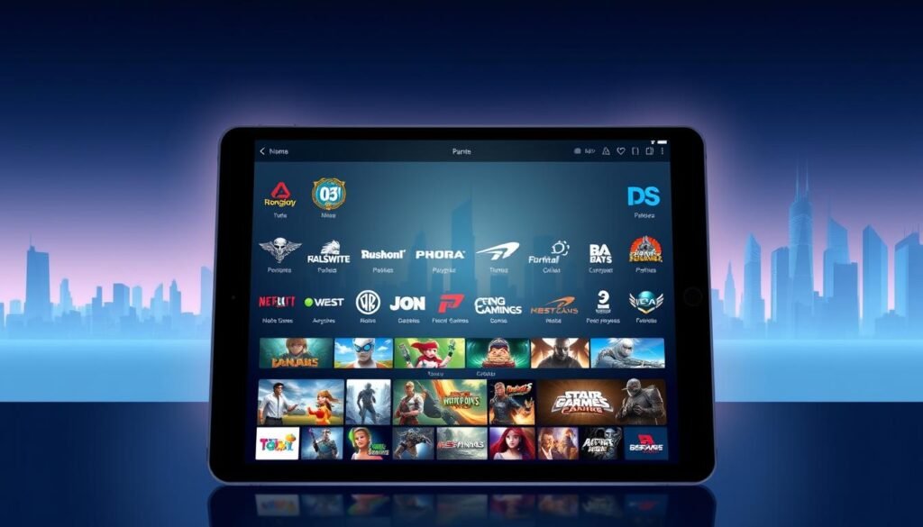 A digital illustration depicting a harmonious alliance between top-tier game providers and the UHO88 entertainment platform. In the foreground, a sleek, minimalist interface showcases a diverse array of game titles, each icon radiating a sense of quality and sophistication. The middle ground features dynamic, high-resolution game scenes, illustrating the depth and variety of the gaming experience. In the background, a serene, futuristic cityscape sets the scene, hinting at the technological prowess and forward-thinking nature of the partnership. The overall composition is characterized by a balance of clean lines, vibrant colors, and a sense of synergy, conveying the idea of a seamless integration of top-tier gaming content within the UHO88 ecosystem.